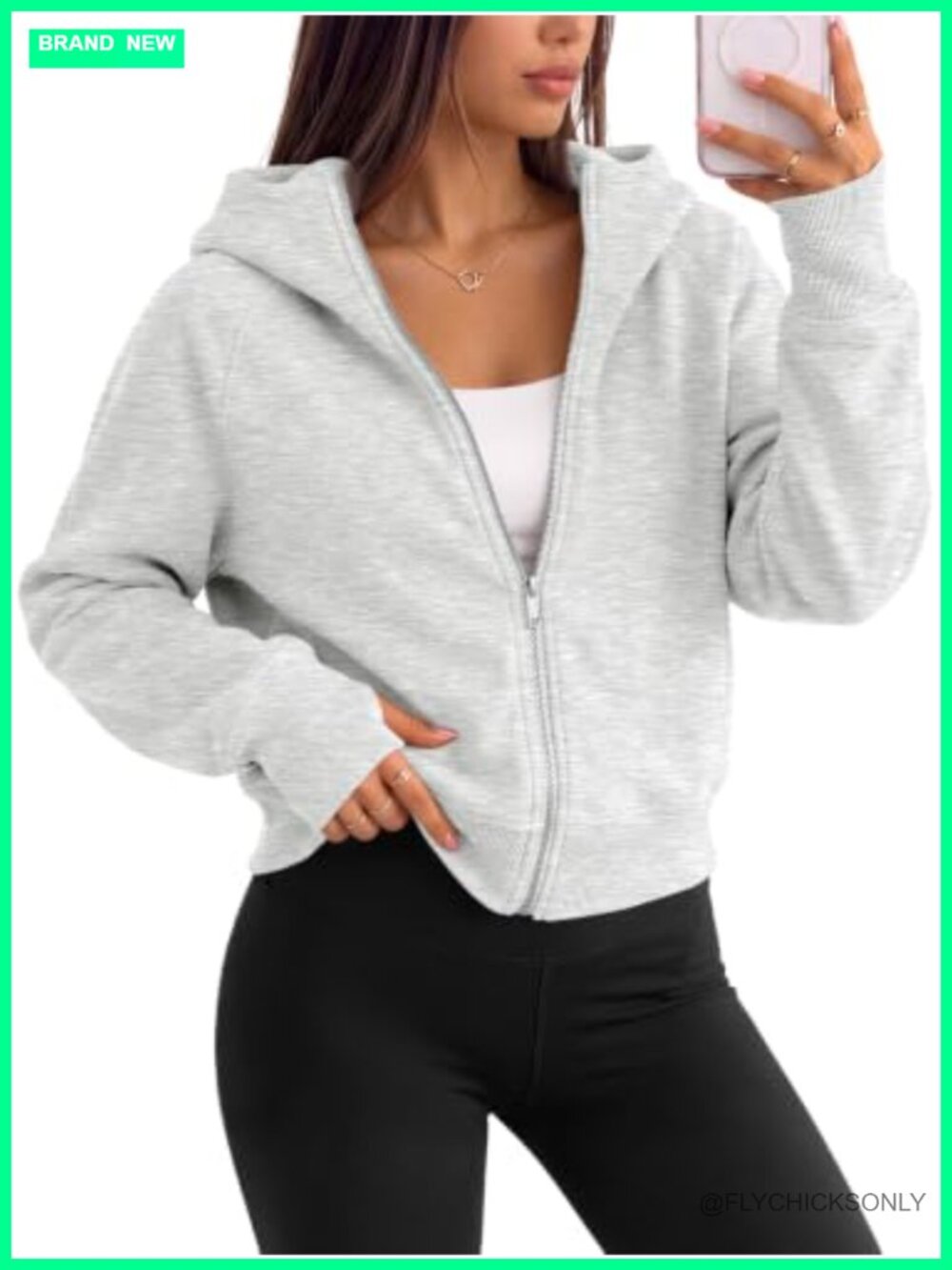 Womens Zip Up Cropped Hoodie Sweatshirt Full Zip Hooded Jacket